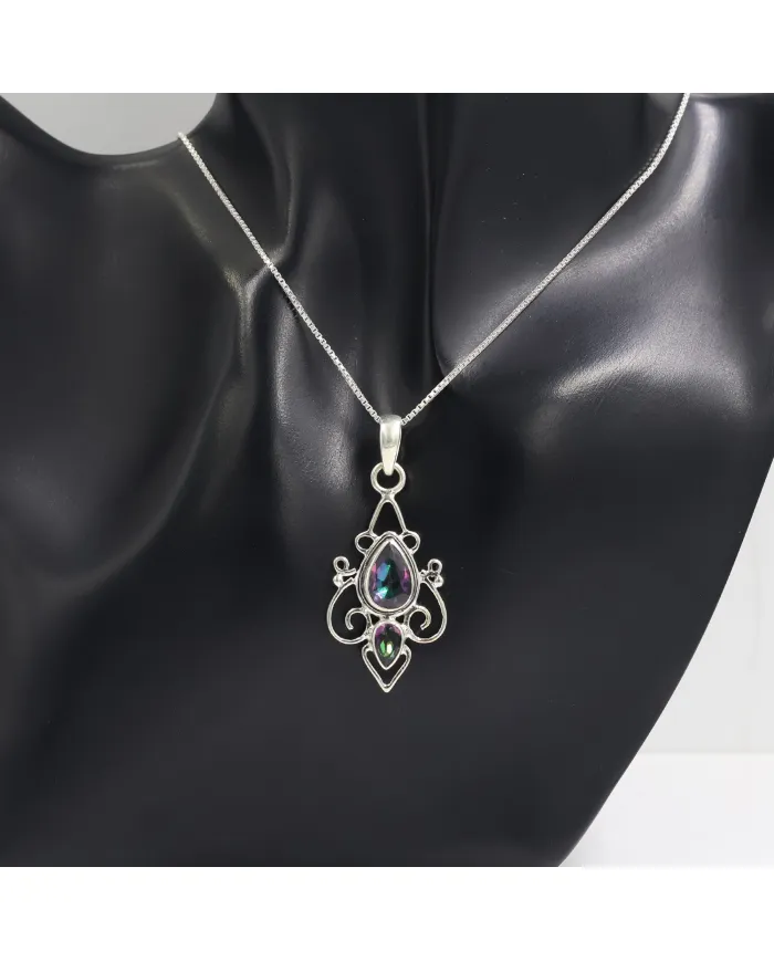 Mystic Quartz Pendant Necklace | 925 Sterling Silver Gemstone Jewelry