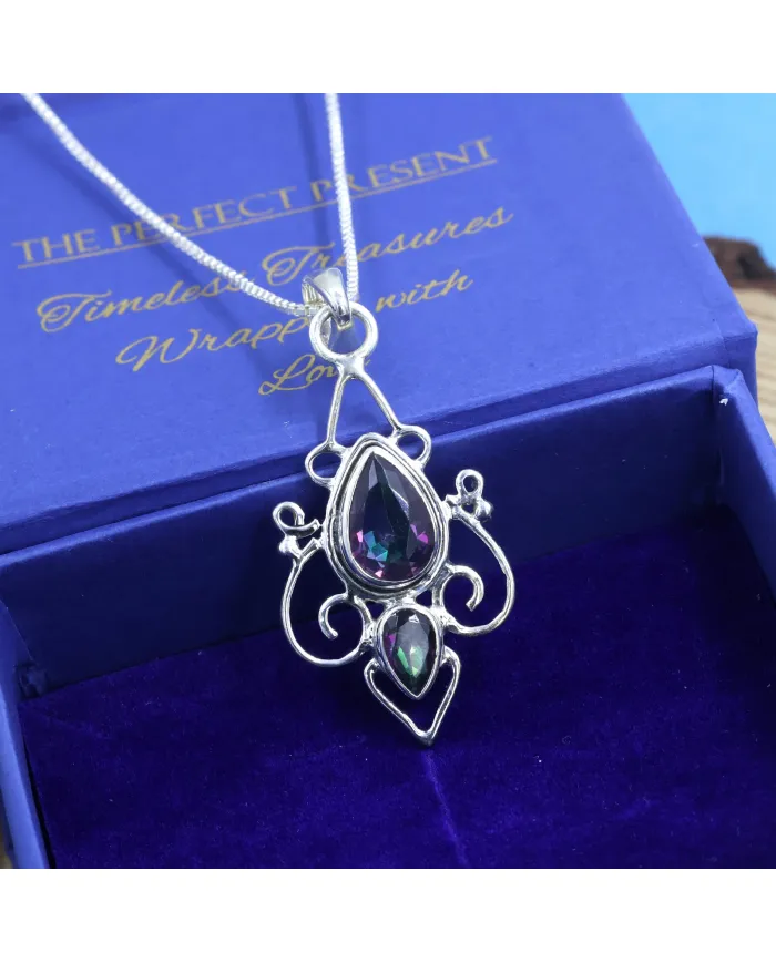 Mystic Quartz Pendant Necklace | 925 Sterling Silver Gemstone Jewelry
