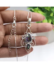 Mystic Quartz Pendant Necklace | 925 Sterling Silver Gemstone Jewelry