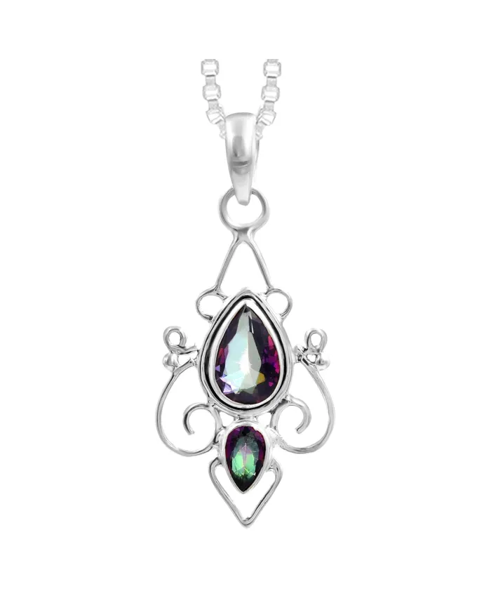 Mystic Quartz Pendant Necklace | 925 Sterling Silver Gemstone Jewelry