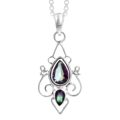 Mystic Quartz Pendant Necklace | 925 Sterling Silver Gemstone Jewelry