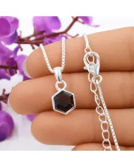Hexagon Smoky Quartz Pendant Necklace In 925 Sterling Silver