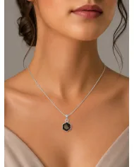 Hexagon Smoky Quartz Pendant Necklace In 925 Sterling Silver