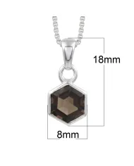 Hexagon Smoky Quartz Pendant Necklace In 925 Sterling Silver