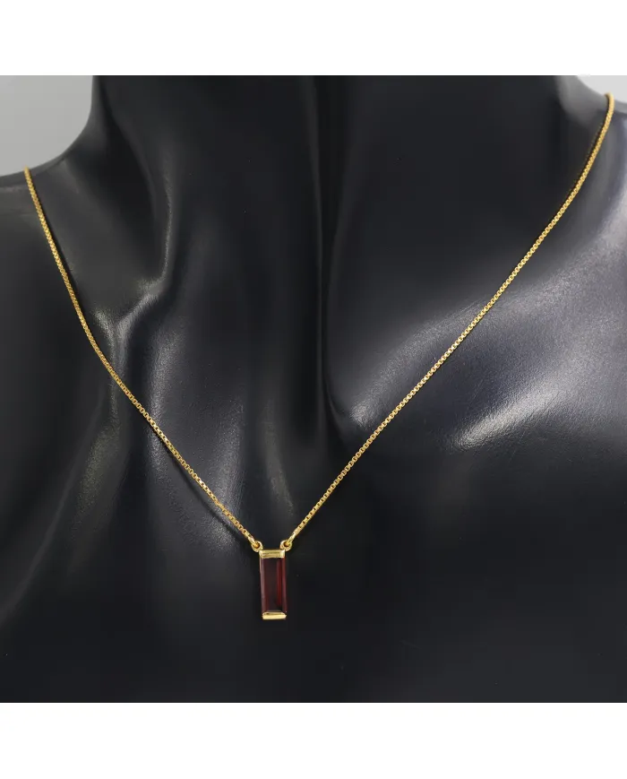 18k Gold Plated Garnet Gemstone Pendant Necklace for Women