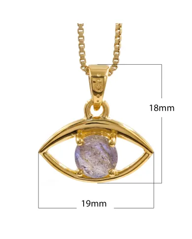 18K Gold Plated Labradorite Eye Pendant Necklace for Women