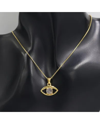 18K Gold Plated Labradorite Eye Pendant Necklace for Women