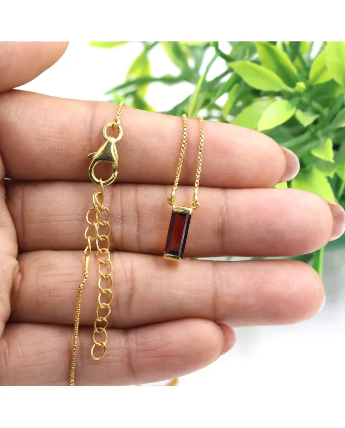 18k Gold Plated Garnet Gemstone Pendant Necklace for Women