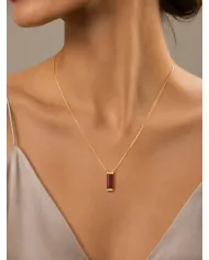 18k Gold Plated Garnet Gemstone Pendant Necklace for Women