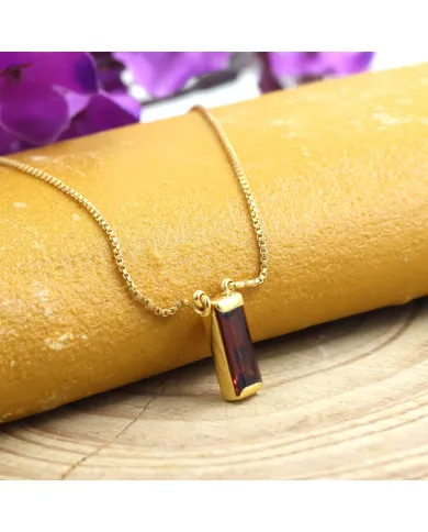 18k Gold Plated Garnet Gemstone Pendant Necklace for Women
