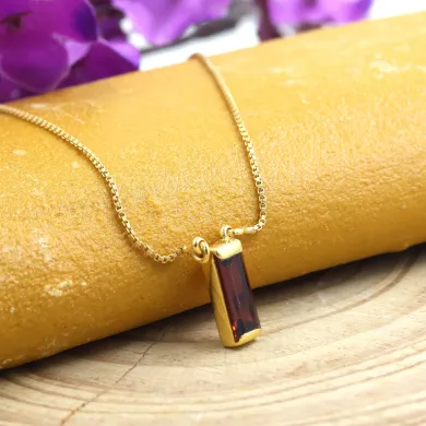 18k Gold Plated Garnet Gemstone Pendant Necklace for Women