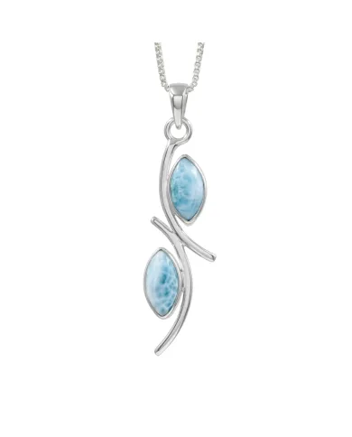 Larimar Swirl Pendant Necklace – 925 Sterling Silver Gemstone Jewelry