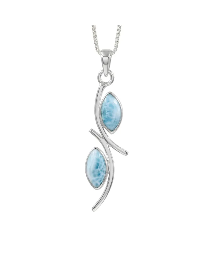 Larimar Swirl Pendant Necklace – 925 Sterling Silver Gemstone Jewelry