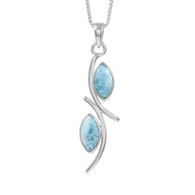 Larimar Swirl Pendant Necklace – 925 Sterling Silver Gemstone Jewelry