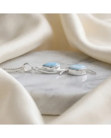 Larimar Swirl Pendant Necklace – 925 Sterling Silver Gemstone Jewelry