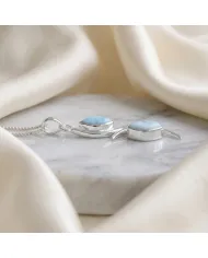 Larimar Swirl Pendant Necklace – 925 Sterling Silver Gemstone Jewelry