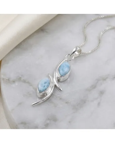 Larimar Swirl Pendant Necklace – 925 Sterling Silver Gemstone Jewelry