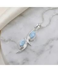 Larimar Swirl Pendant Necklace – 925 Sterling Silver Gemstone Jewelry