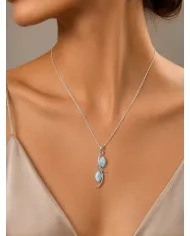 Larimar Swirl Pendant Necklace – 925 Sterling Silver Gemstone Jewelry