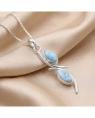 Larimar Swirl Pendant Necklace – 925 Sterling Silver Gemstone Jewelry