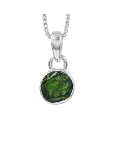 Raw Chrome Diopside Pendant Necklace - 925 Sterling Silver Jewelry
