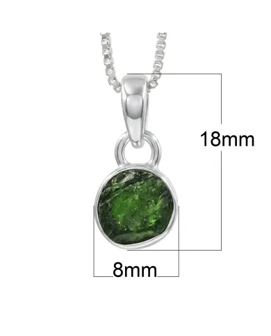 Raw Chrome Diopside Pendant Necklace - 925 Sterling Silver Jewelry