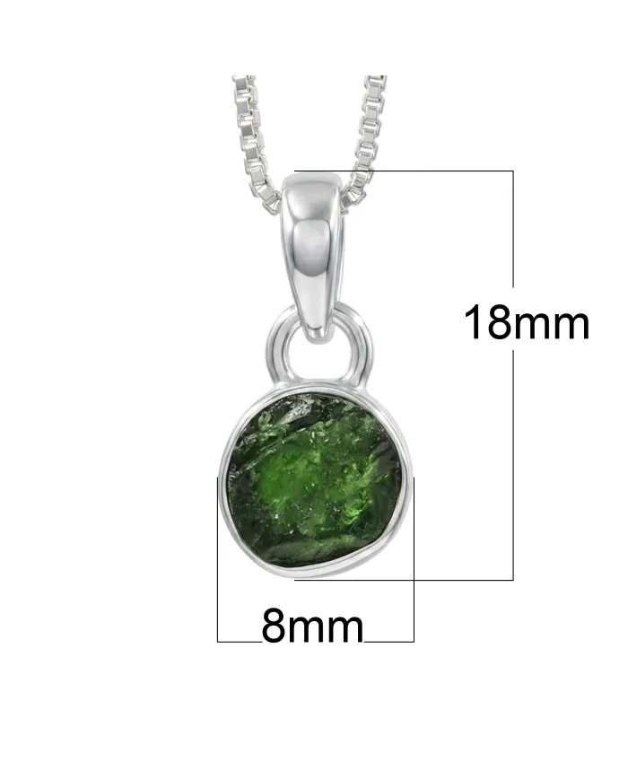 Raw Chrome Diopside Pendant Necklace - 925 Sterling Silver Jewelry