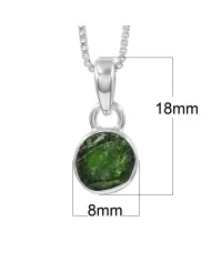 Raw Chrome Diopside Pendant Necklace - 925 Sterling Silver Jewelry