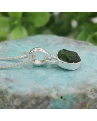 Raw Chrome Diopside Pendant Necklace - 925 Sterling Silver Jewelry