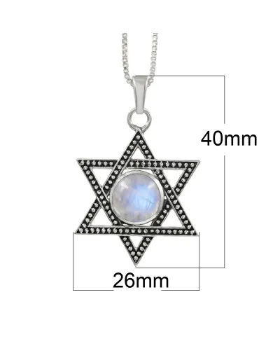 925 Sterling Silver Moonstone Star of David Pendant Necklace for Her