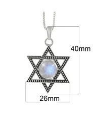 925 Sterling Silver Moonstone Star of David Pendant Necklace for Her