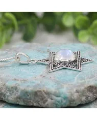 925 Sterling Silver Moonstone Star of David Pendant Necklace for Her