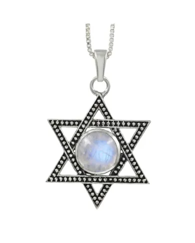 925 Sterling Silver Moonstone Star of David Pendant Necklace for Her