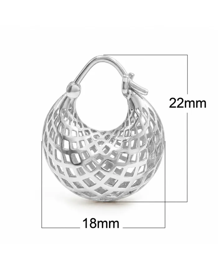 925 Sterling Silver Mesh Hoop Earrings | Basket Weave Hoop Earrings