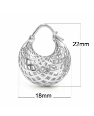 925 Sterling Silver Mesh Hoop Earrings | Basket Weave Hoop Earrings