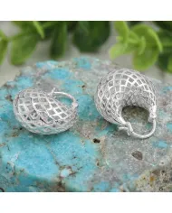 925 Sterling Silver Mesh Hoop Earrings | Basket Weave Hoop Earrings
