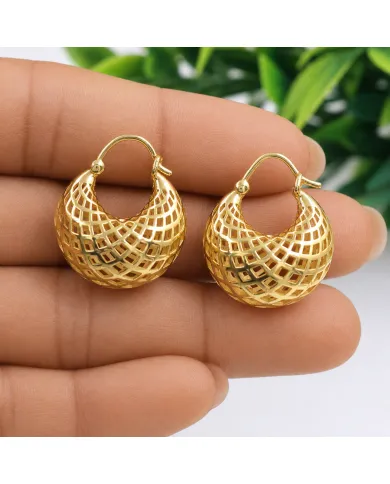 18K Gold Plated Mesh Hoop Earrings | Basket Weave  Hoop Earrings