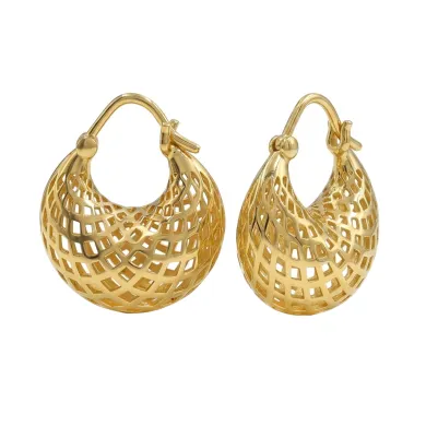 18K Gold Plated Mesh Hoop Earrings | Basket Weave  Hoop Earrings
