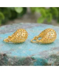 18K Gold Plated Mesh Hoop Earrings | Basket Weave  Hoop Earrings