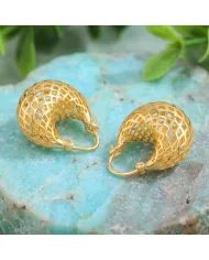 18K Gold Plated Mesh Hoop Earrings | Basket Weave  Hoop Earrings
