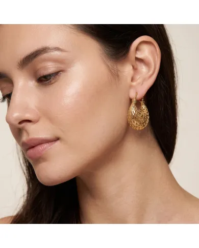 18K Gold Plated Mesh Hoop Earrings | Basket Weave  Hoop Earrings