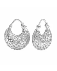 925 Sterling Silver Mesh Hoop Earrings | Basket Weave Hoop Earrings
