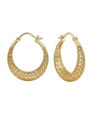 925 Sterling Silver Textured Mesh Hoop Earrings, Twisted Hoop Earrings