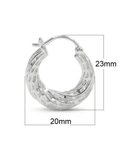 925 Sterling Silver Textured Mesh Hoop Earrings, Twisted Hoop Earrings