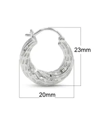 925 Sterling Silver Textured Mesh Hoop Earrings, Twisted Hoop Earrings