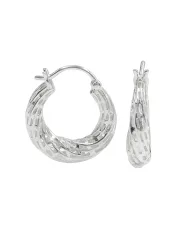 925 Sterling Silver Textured Mesh Hoop Earrings, Twisted Hoop Earrings