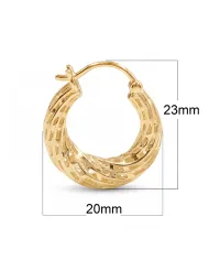 18K Gold Plated Textured Mesh Hoop Earrings, Twisted Hoop Earrings