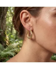 18K Gold Plated Textured Mesh Hoop Earrings, Twisted Hoop Earrings