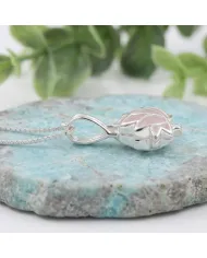 925 Sterling Silver Rose Quartz Lotus Cage Pendant Necklace for Women