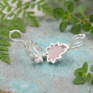 925 Sterling Silver Rose Quartz Lotus Cage Pendant Necklace for Women